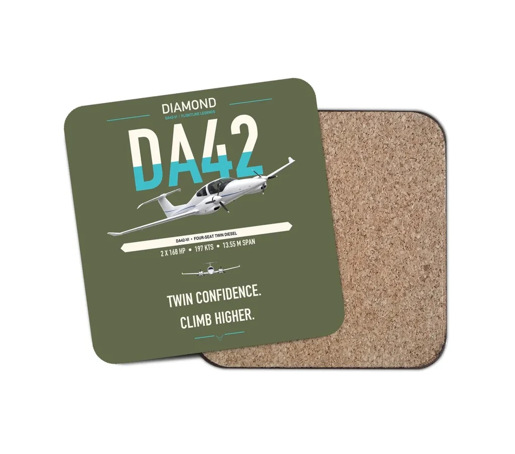 Diamond DA42-VI design on green army 1 piece coaster