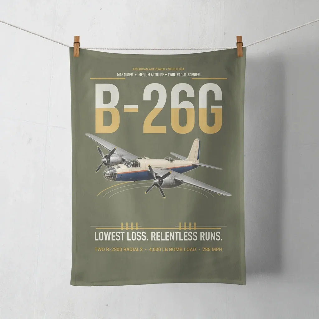 B-26G Marauder design on green army towel