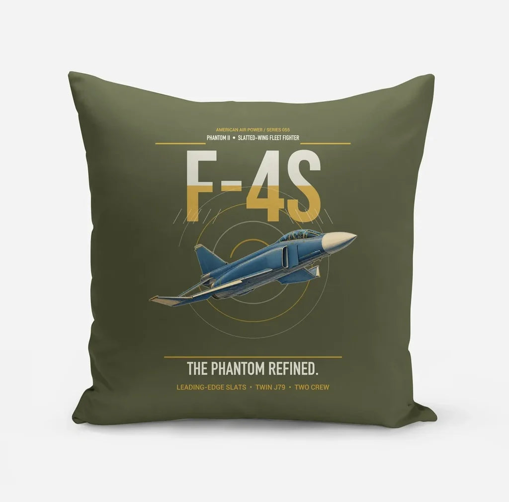 F-4S Phantom II design on green army pillow