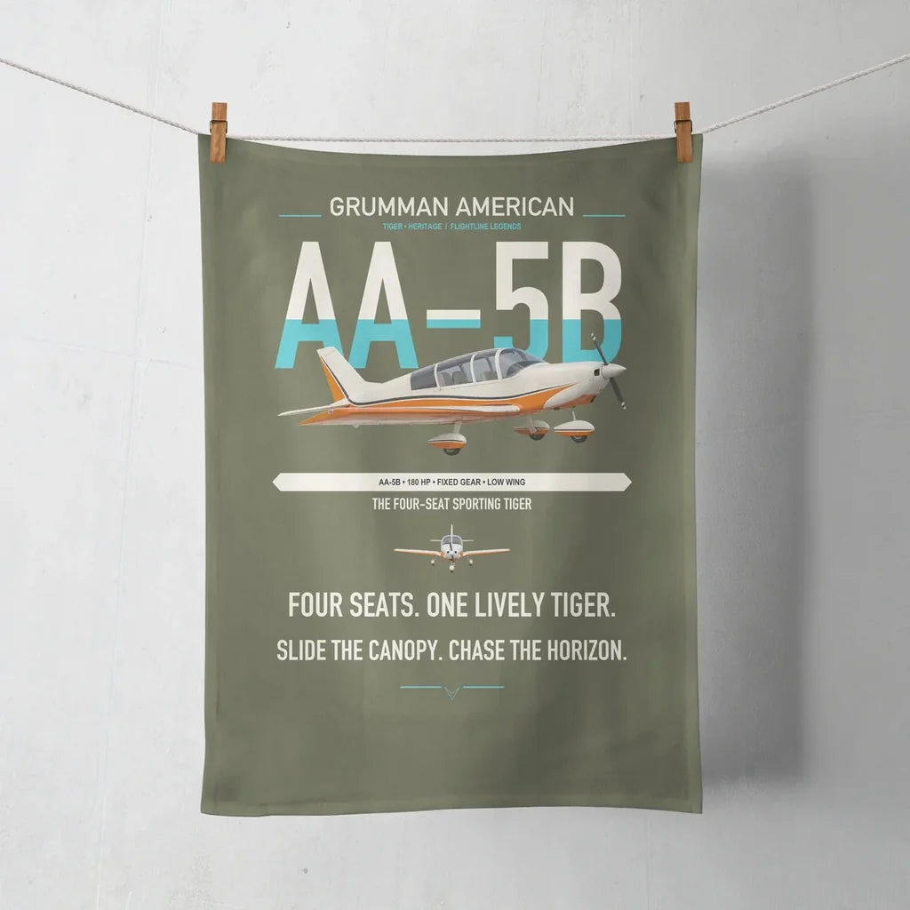 Grumman American AA-5B Tiger design on green army towel
