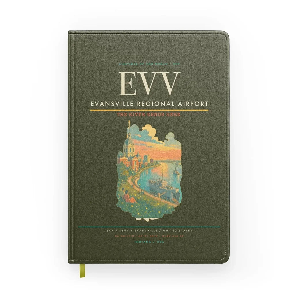Evansville Regional Airport (EVV) design on green army notebook