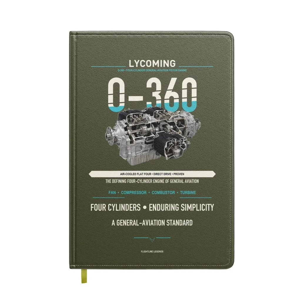 O-360 design on green army notebook