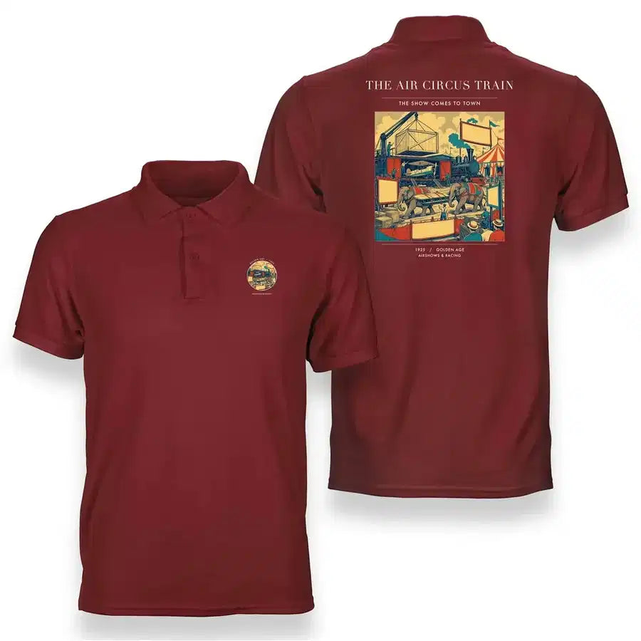 VINTAGE G4037 - The Air Circus Train - Double-Side Polo T-Shirt design on red