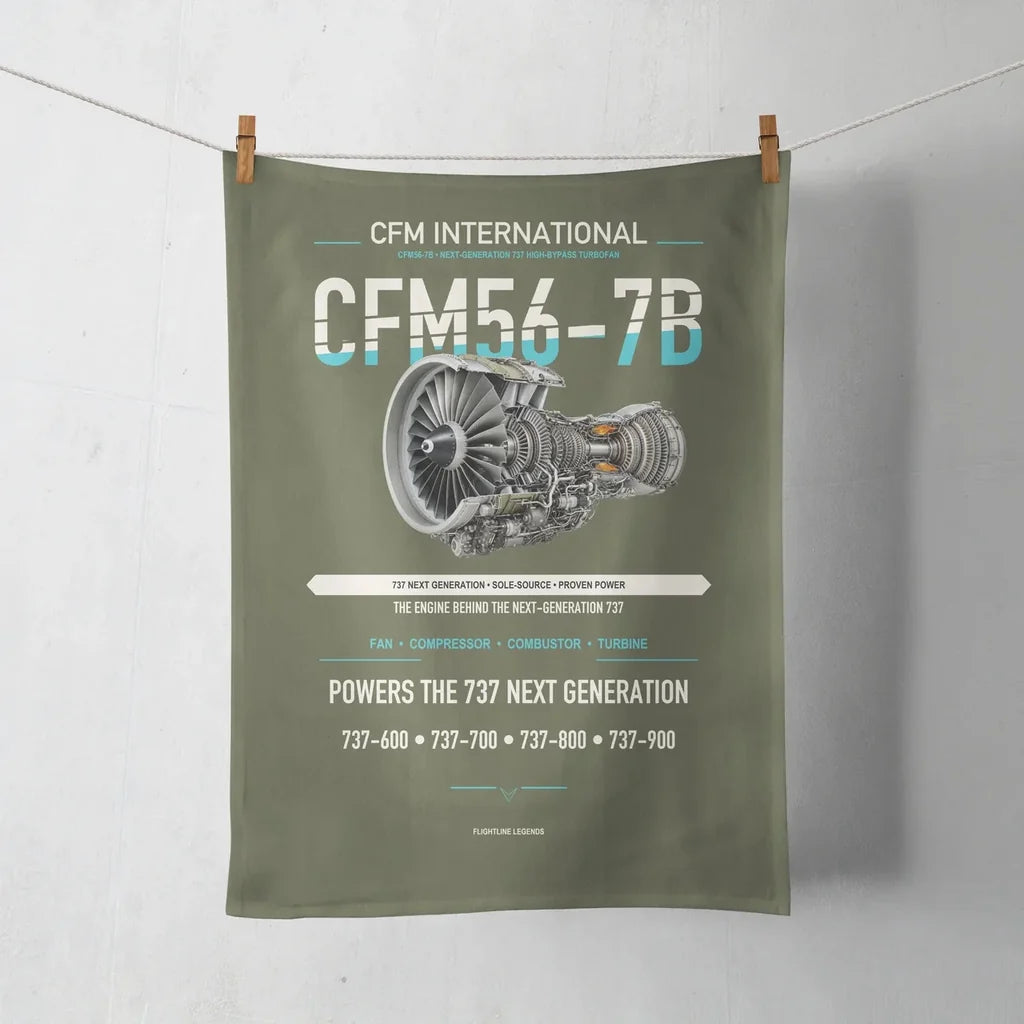 CFM56-7B design on green army towel