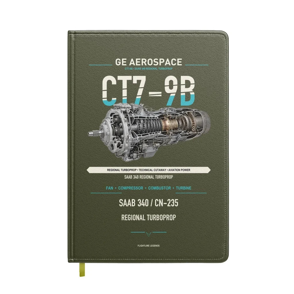 CT7-9B design on green army notebook