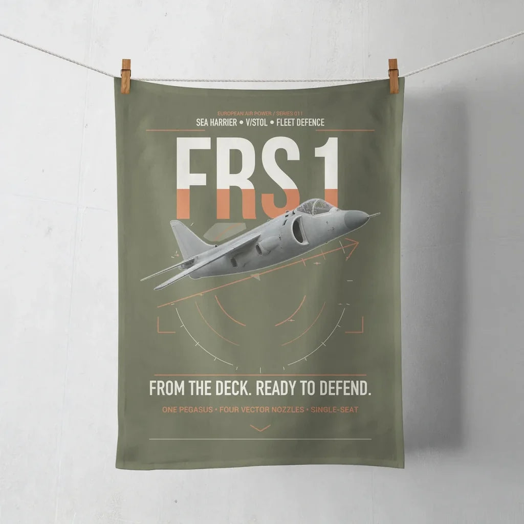 British Aerospace Sea Harrier FRS.1 design on green army towel