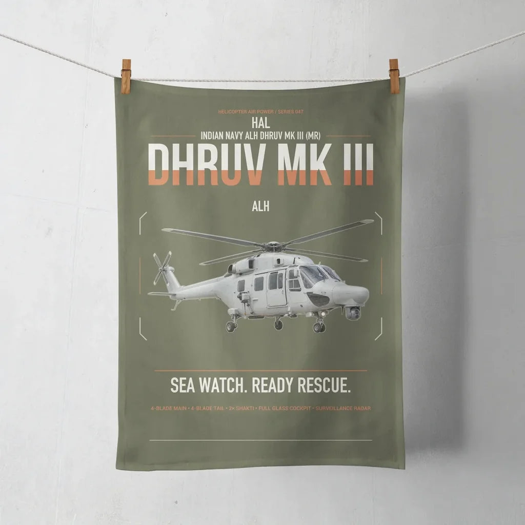 HAL ALH Dhruv Mk III design on green army towel