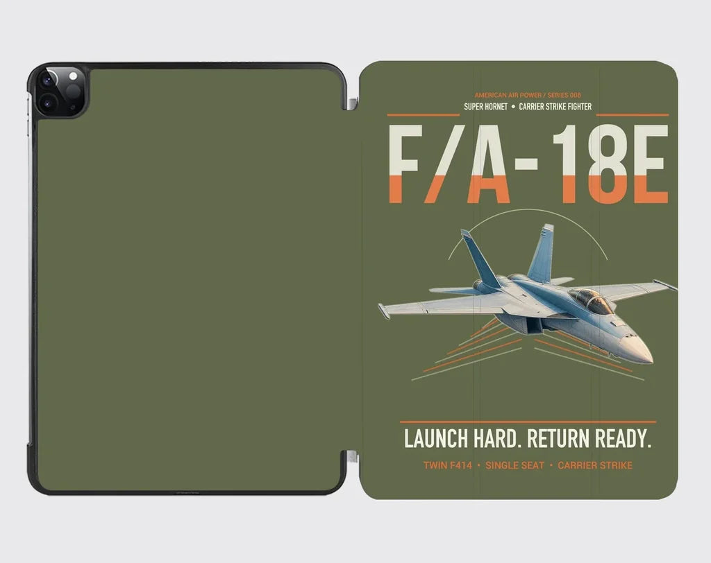 F-A-18E Super Hornet design on green army ipad tablet case