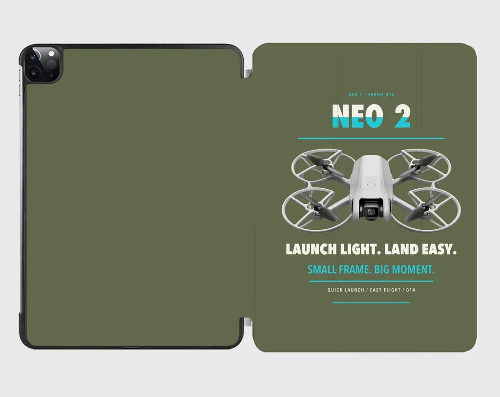 DJI Neo 2 design on green army ipad tablet case