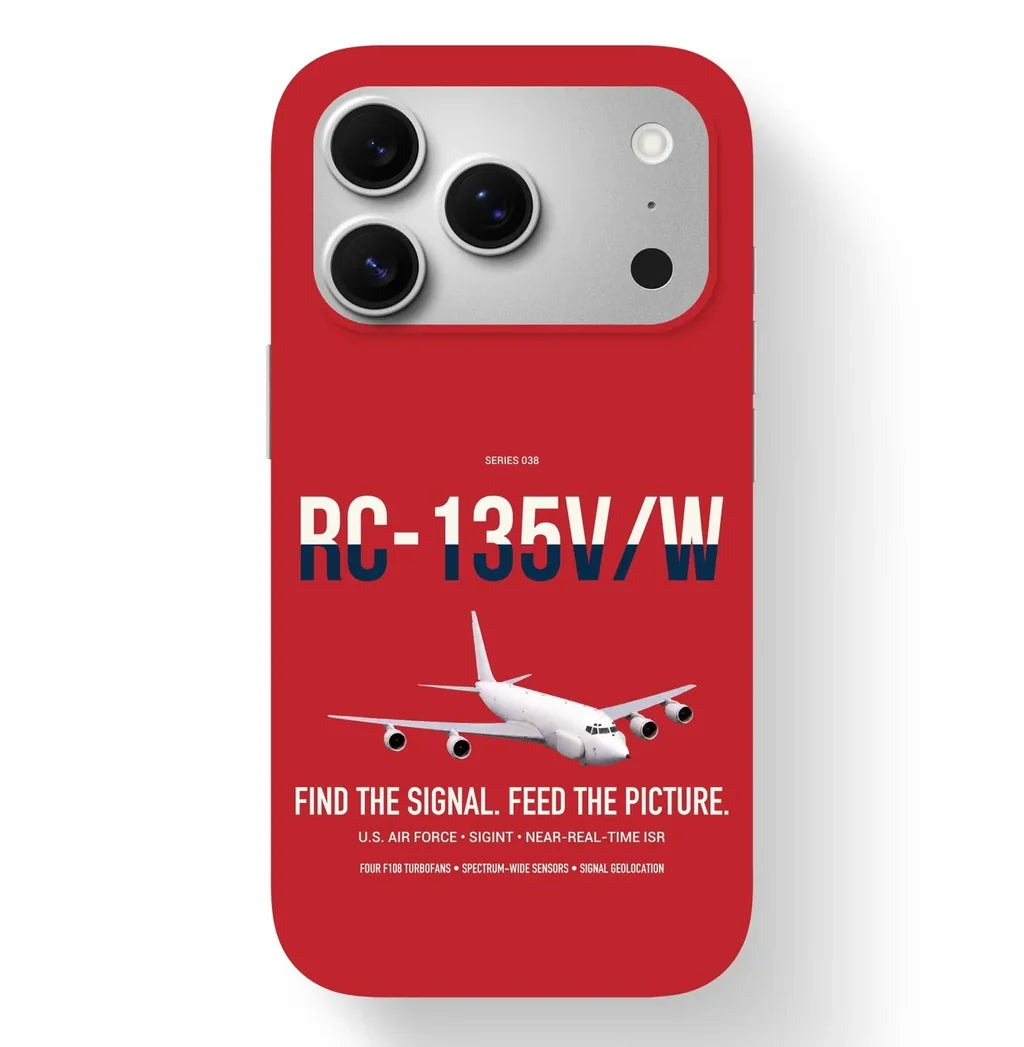 RC-135V W Rivet Joint design on red magsafe iphone case, for iPhone 17 Pro