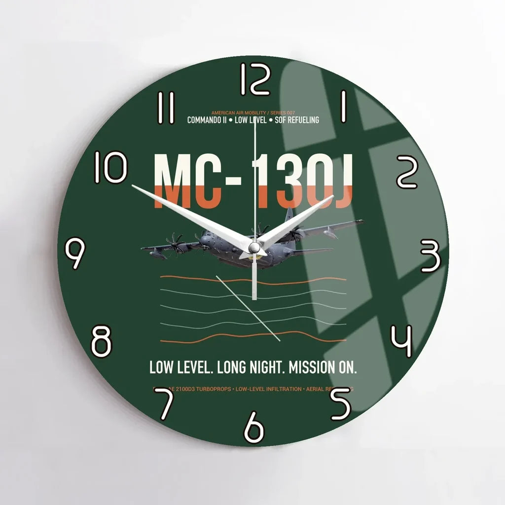 MC-130J COMMANDO II design on dark green no frame wall clock