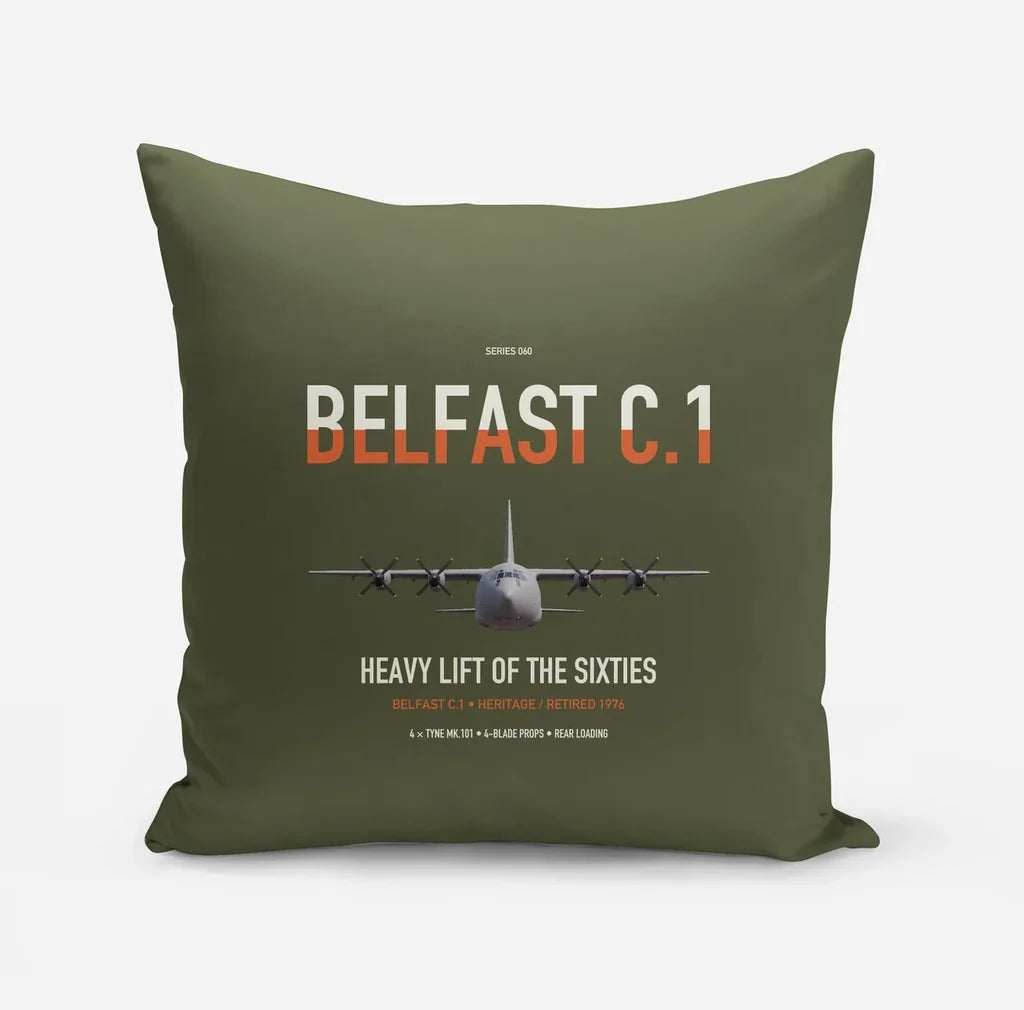 Short Belfast C.1 design on green army pillow