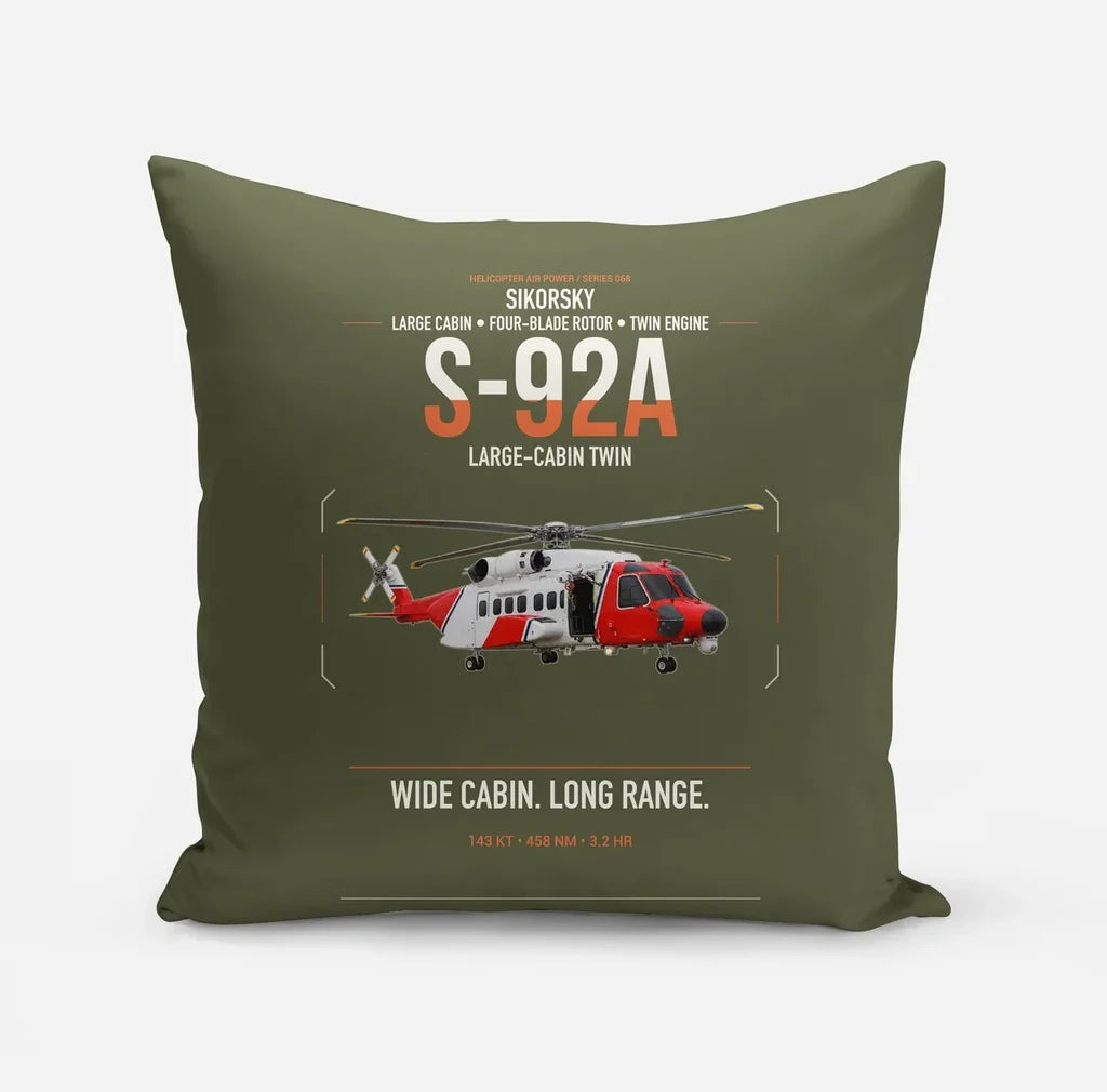 Sikorsky S-92A design on green army pillow