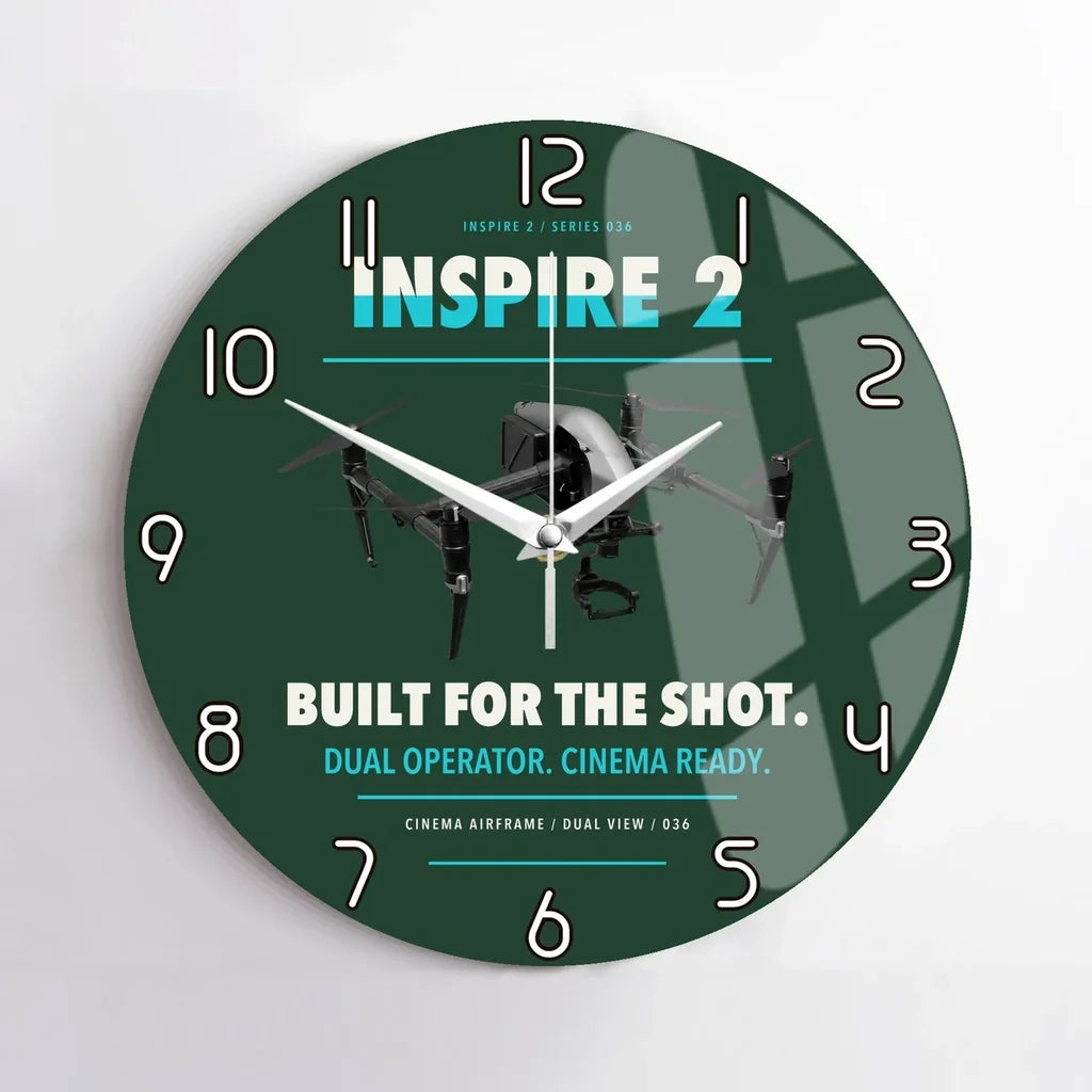 DJI Inspire 2 design on dark green no frame wall clock