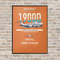 Thumbnail for Beechcraft 1900D vertical canvas print - framed - orange background