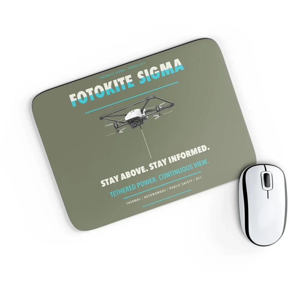 Fotokite Sigma design on green army rectangle mouse pad