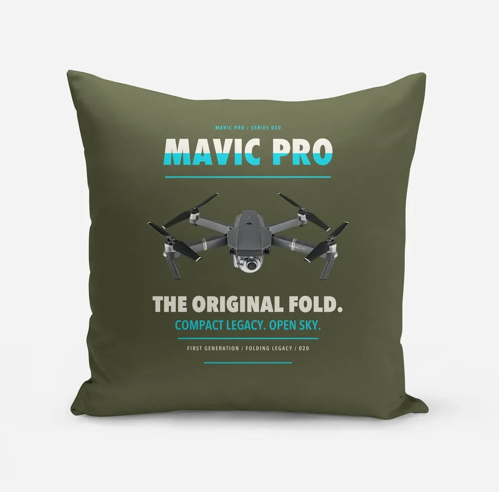DJI Mavic Pro design on green army pillow