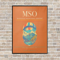 Thumbnail for Missoula Montana Airport MSO vertical canvas print - framed - orange background
