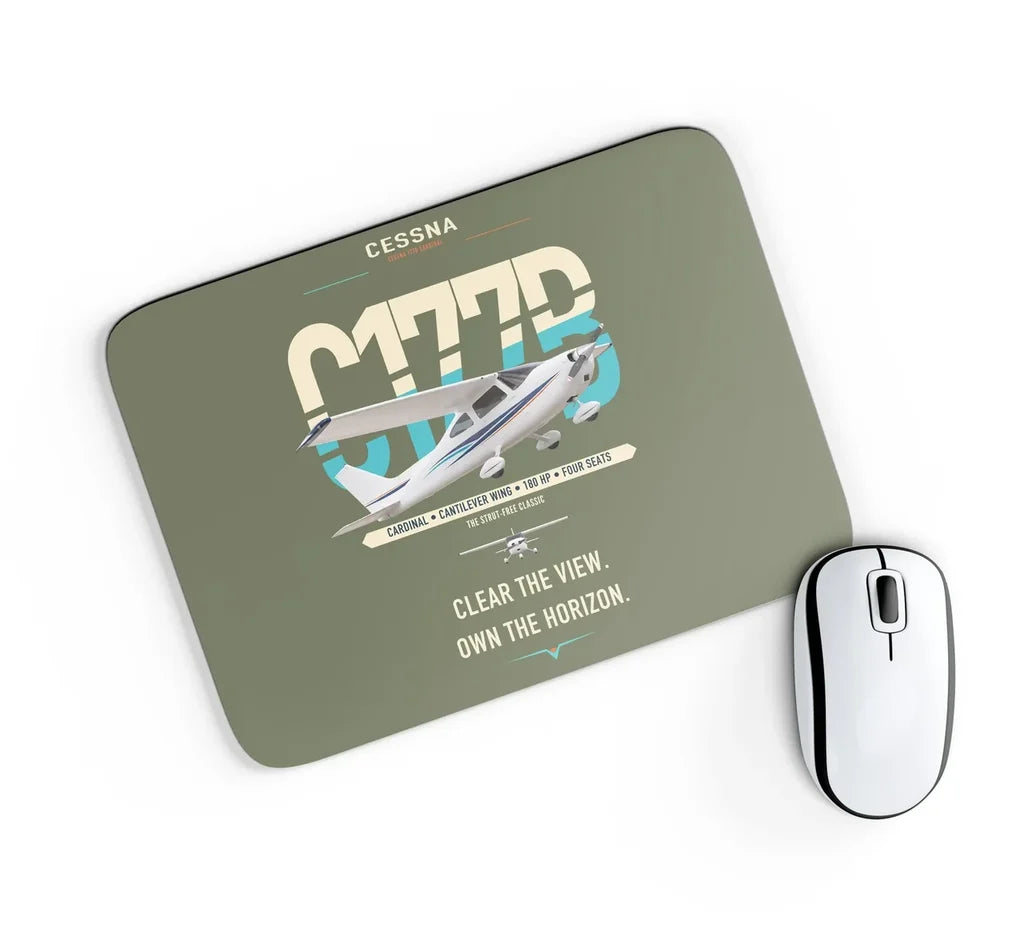 Cessna 177B Cardinal design on green army rectangle mouse pad