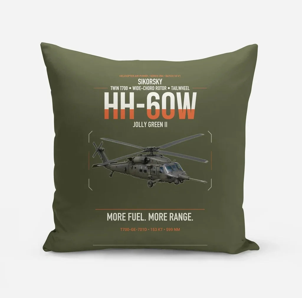 Sikorsky HH-60W Jolly Green II design on green army pillow