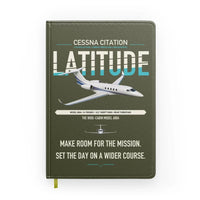 Thumbnail for Cessna Citation Latitude design on green army notebook