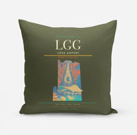 Thumbnail for Liège Airport (LGG) design on green army pillow