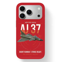 Thumbnail for Saab AJ 37 Viggen design on red magsafe iphone case, for iPhone 17 Pro
