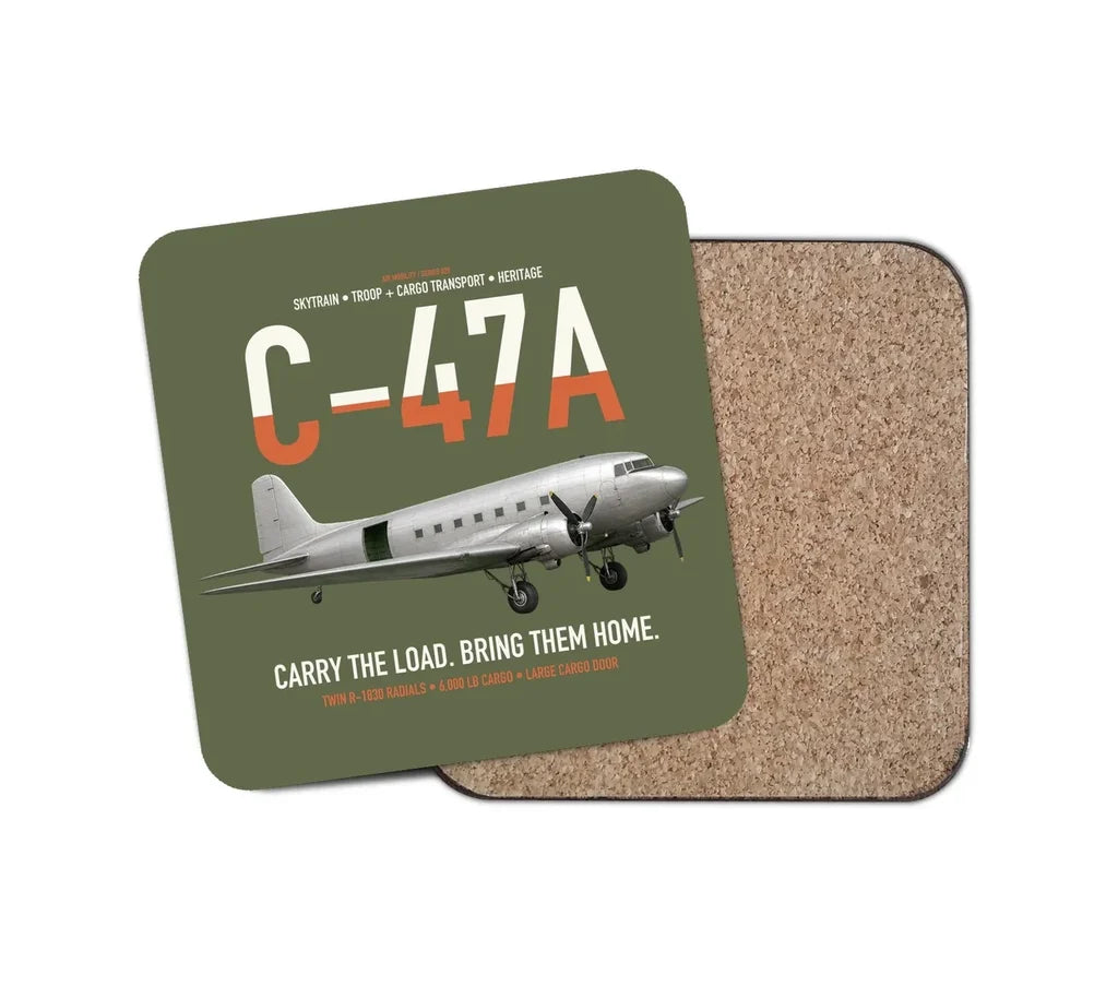 C-47A Skytrain design on green army 1 piece coaster