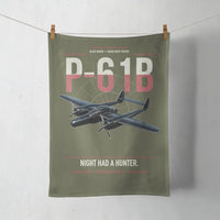 Thumbnail for P-61B Black Widow design on green army towel