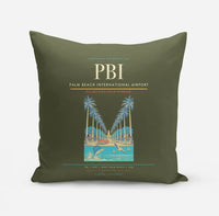 Thumbnail for Palm Beach International Airport (PBI) design on green army pillow