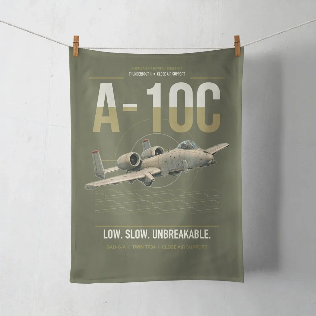 A-10C Thunderbolt II design on green army towel