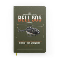 Thumbnail for Bell 505 Jet Ranger X design on green army notebook