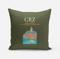 Thumbnail for Graz Airport (GRZ) design on green army pillow