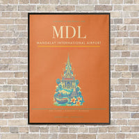 Thumbnail for Mandalay International Airport MDL vertical canvas print - framed - orange background