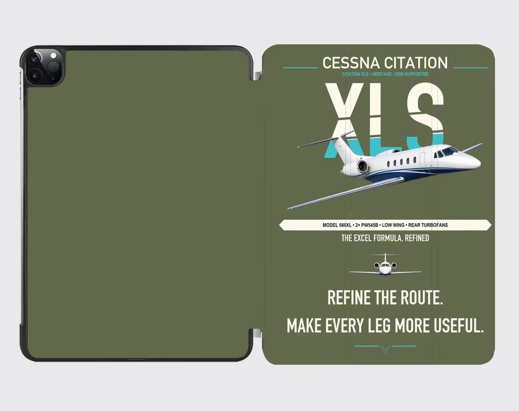 Cessna Citation XLS design on green army ipad tablet case