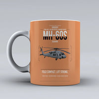 Thumbnail for Sikorsky MH-60S Seahawk design on orange ceramic mug, double-side print