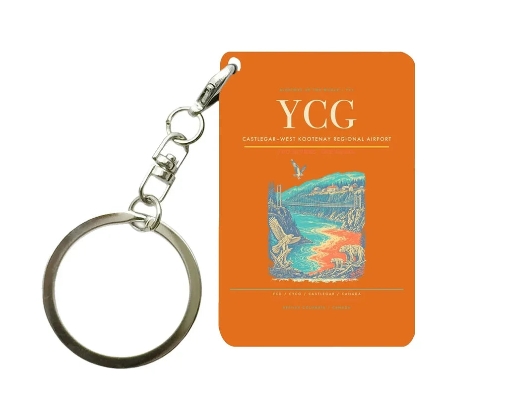 Castlegar–West Kootenay Regional Airport (YCG) design on orange key chain