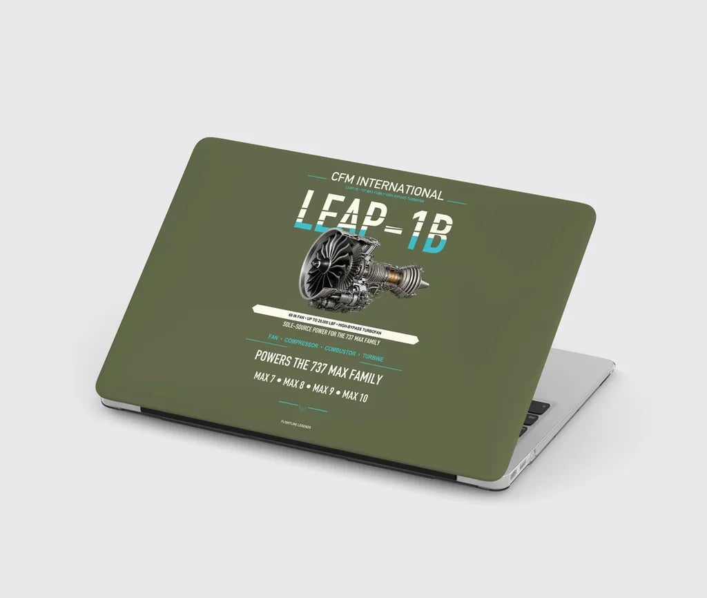 CFM LEAP-1B design on green army MacBook case