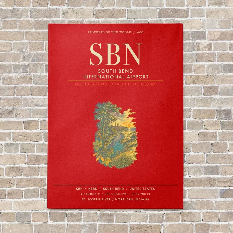 South Bend International Airport SBN - Canvas Framed - Red