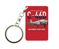 Thumbnail for C-46D Commando design on red designed key chain, double-side print