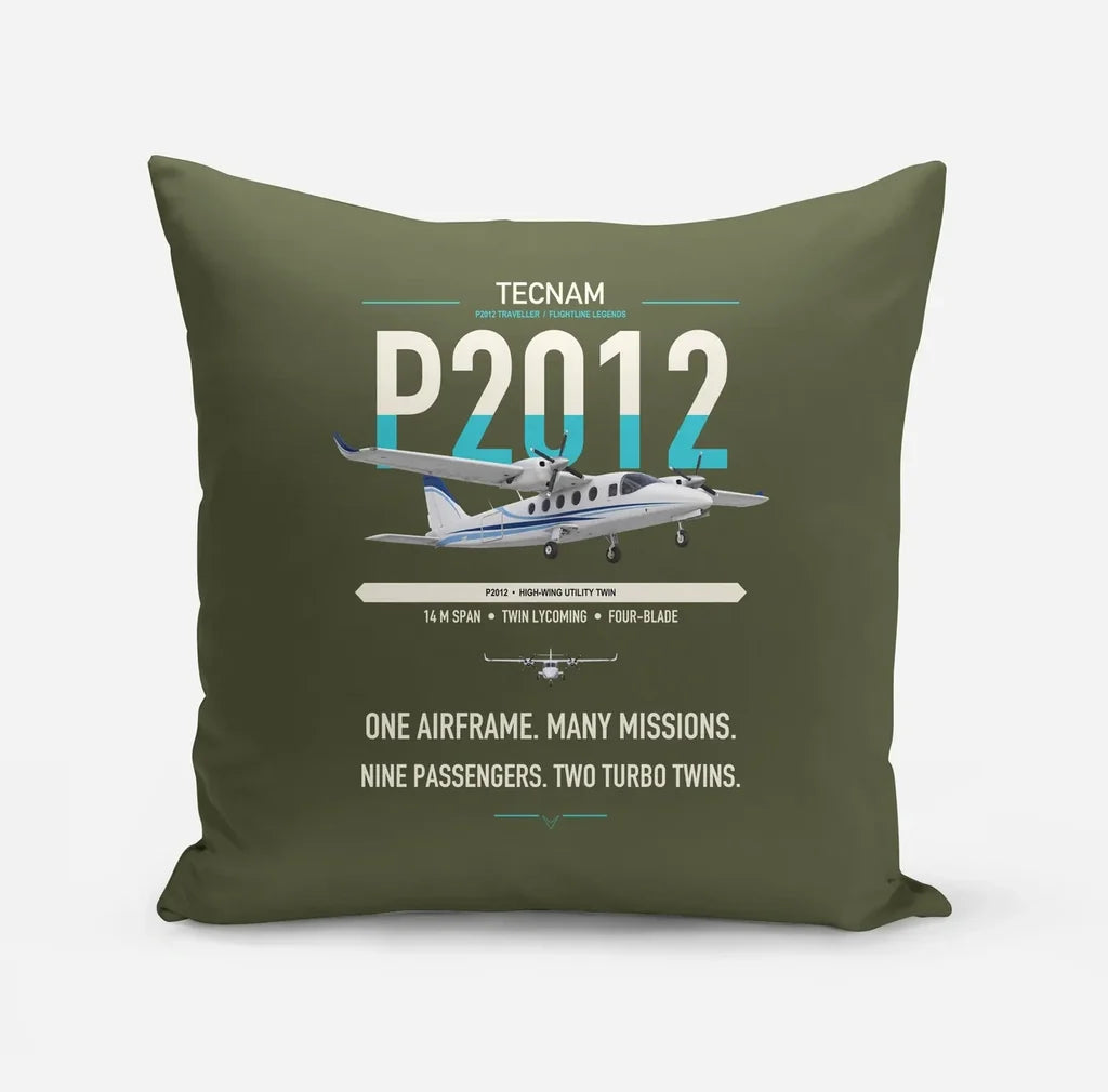 Tecnam P2012 Traveller design on green army pillow