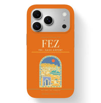 Thumbnail for Fez Airport (FEZ) design on orange iPhone 17 Pro MagSafe case