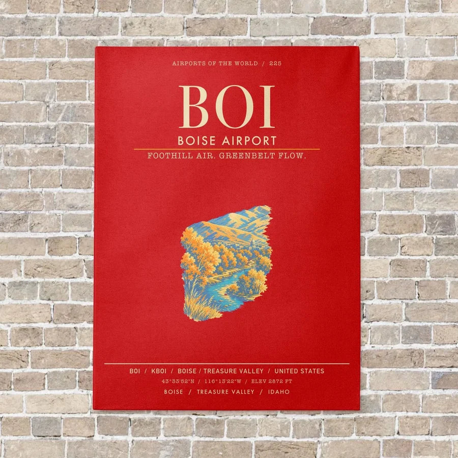 Boise Airport BOI - Canvas Framed - Red