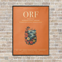 Thumbnail for Norfolk International Airport ORF vertical canvas print - framed - orange background