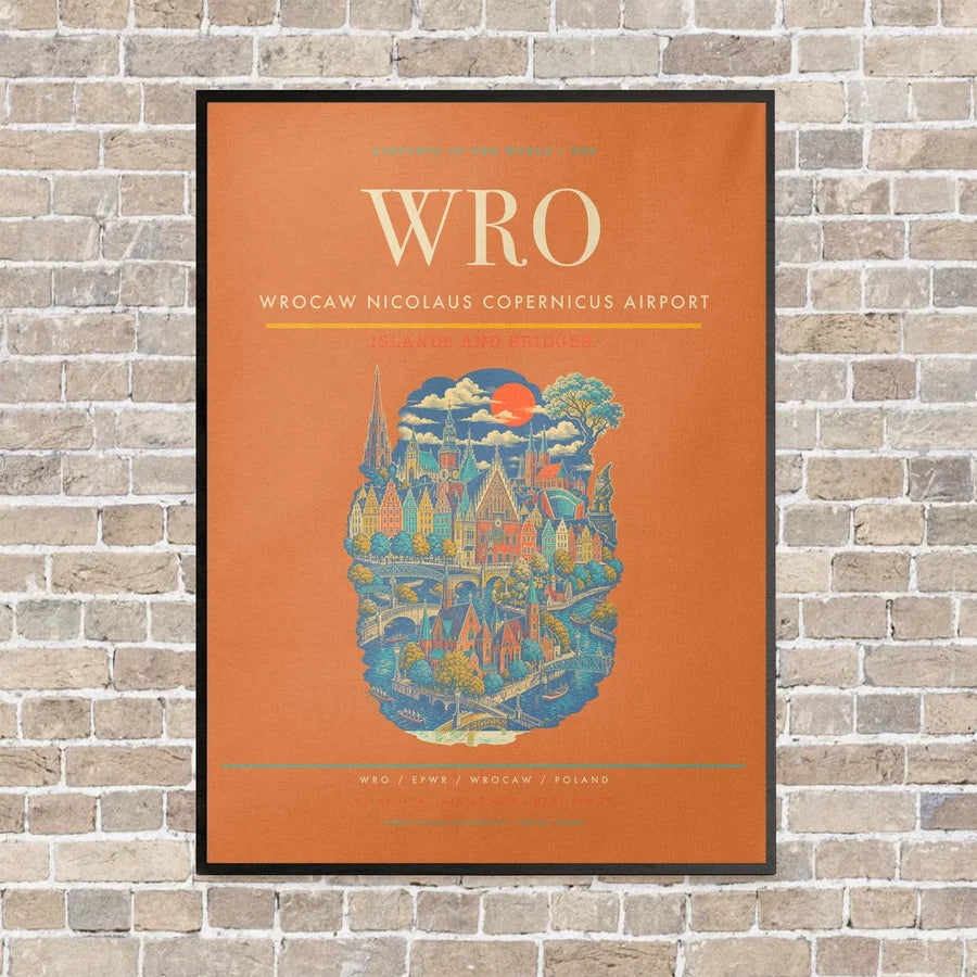 Wrocaw Nicolaus Copernicus Airport WRO - Canvas Framed - Orange