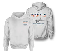 Thumbnail for Airbus C295M T.21 design on white double-side hoodie, double-side print