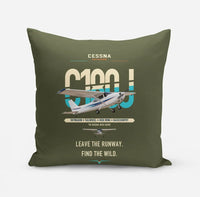 Thumbnail for Cessna 180J Skywagon design on green army pillow