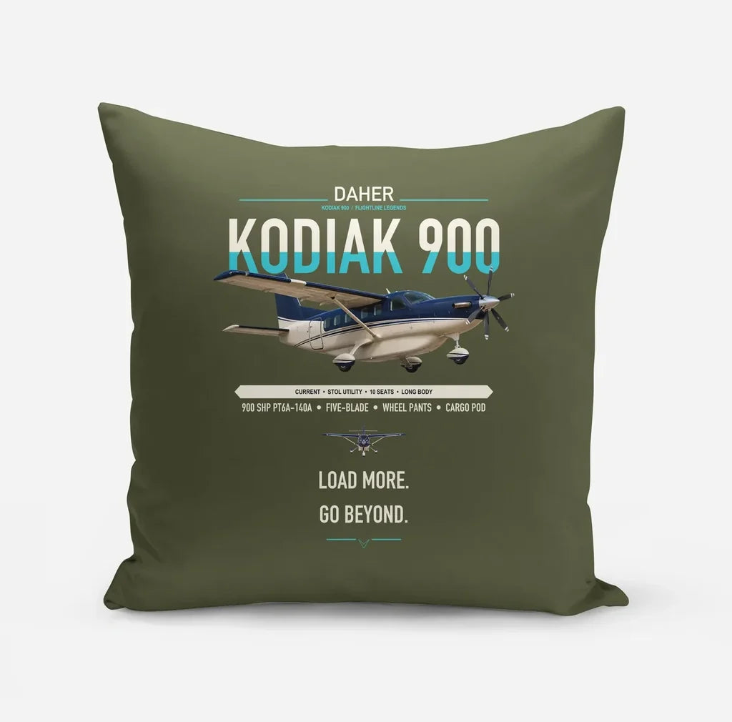 Daher Kodiak 900 design on green army pillow