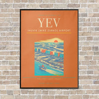Thumbnail for Inuvik (Mike Zubko) Airport YEV vertical canvas print - framed - orange background