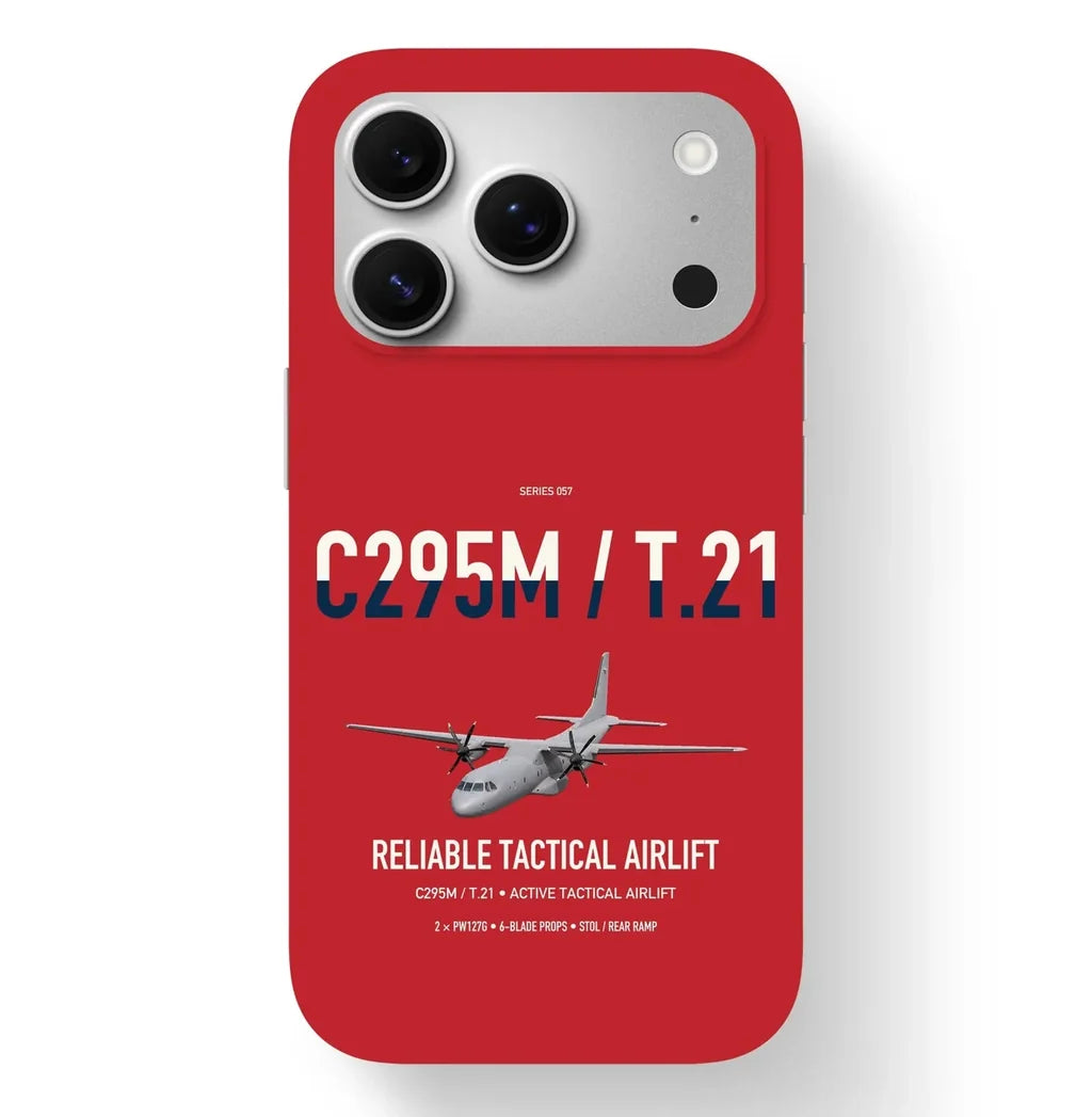 Airbus C295M T.21 design on red magsafe iphone case, for iPhone 17 Pro